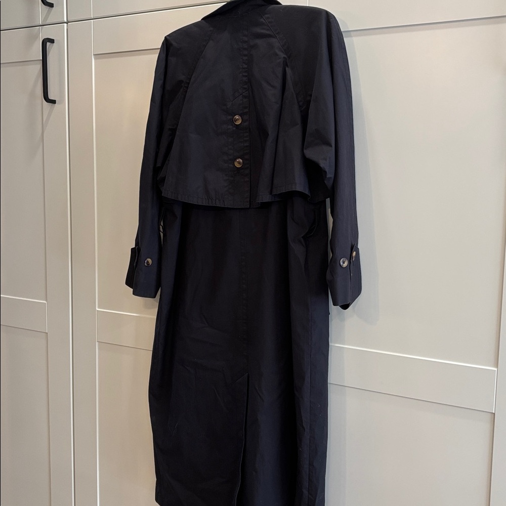 Vintage 100% Cotton Charter Club Black Trench Coat - Picture 3 of 4